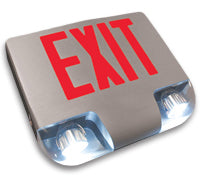 Exit Light Combo, Cast Aluminum - Red LED - Emergency Lights LED - Battery Backup