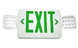 Exit Light Combo Green, All LED - Remote Head Capable - Fully Adj. Square Heads
