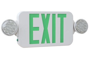 Exit Light Combo, Mini - Green LED - Round LED Lamps w/Auto Test