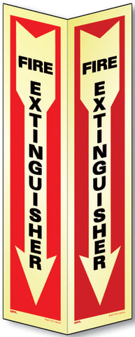 Aluminum Non-Glow Two Dimension Fire Extinguisher Sign - Arrow Down