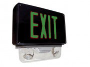 Exit Light Combo, Vandal Proof - Green LED - NEMA 4X - Black Housing