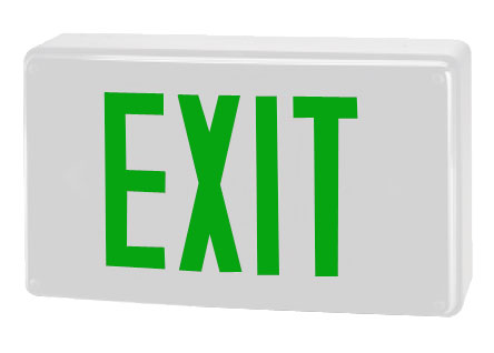 Exit Sign, Vandal Proof - Green LED - White Housing - NEMA 4X